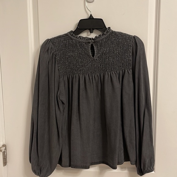 Zara Ruched Gray Blouse - Picture 2 of 2